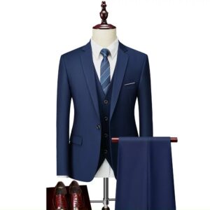 Classic Navy Blue Three-Piece Bespoke Suit