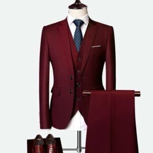 Burgundy Three-Piece Bespoke Suit