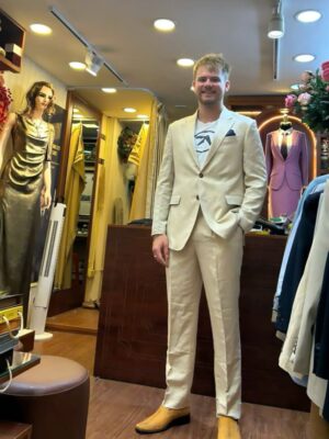 Light Beige Two-Button Notch Lapel Suit