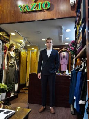 Navy Pinstripe Double-Breasted Suit – Timeless Elegance