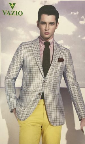 Light Grey & Sky Blue Check Bespoke Blazer