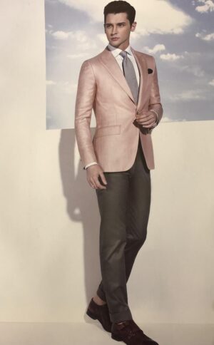 Dusty Pink Bespoke Blazer with Peak Lapel
