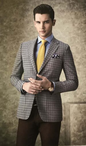 Men's Black & White Micro Check Blazer – Slim Fit Smart Casual Jacket