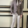 Men's Brown Windowpane Plaid Blazer – Slim Fit Smart Casual Jacket