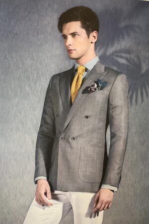 Light Grey Double-Breasted Blazer – Executive Luxury