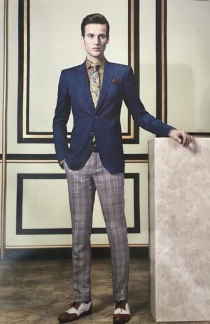Navy Blazer with Plaid Trousers – Modern Gentleman Ensemble