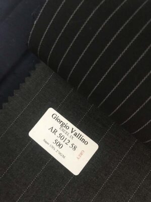 Giorgio Vallino EXCELUX Super 130's Wool Suiting Fabric – Black Pinstripe