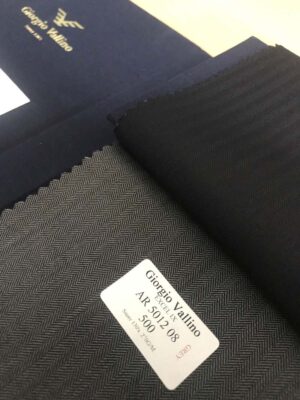 Giorgio Vallino EXCELUX Super 130's & Cashmere Suiting Fabric – Grey Herringbone